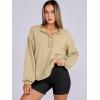 imageCaracilia Womens Oversized Sweatshirts Long Sleeve Henley Button Down Pullover Hoodies Tunic Tops 2025 Trendy Fall ClothesApricot