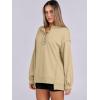 imageCaracilia Womens Oversized Sweatshirts Long Sleeve Henley Button Down Pullover Hoodies Tunic Tops 2025 Trendy Fall ClothesApricot