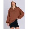 imageCaracilia Womens Oversized Sweatshirts Long Sleeve Henley Button Down Pullover Hoodies Tunic Tops 2025 Trendy Fall ClothesCaramel