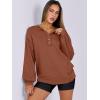 imageCaracilia Womens Oversized Sweatshirts Long Sleeve Henley Button Down Pullover Hoodies Tunic Tops 2025 Trendy Fall ClothesCaramel