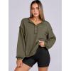 imageCaracilia Womens Oversized Sweatshirts Long Sleeve Henley Button Down Pullover Hoodies Tunic Tops 2025 Trendy Fall ClothesGreen