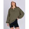 imageCaracilia Womens Oversized Sweatshirts Long Sleeve Henley Button Down Pullover Hoodies Tunic Tops 2025 Trendy Fall ClothesGreen