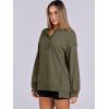 imageCaracilia Womens Oversized Sweatshirts Long Sleeve Henley Button Down Pullover Hoodies Tunic Tops 2025 Trendy Fall ClothesGreen
