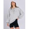 imageCaracilia Womens Oversized Sweatshirts Long Sleeve Henley Button Down Pullover Hoodies Tunic Tops 2025 Trendy Fall ClothesLight Gray