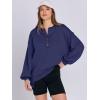 imageCaracilia Womens Oversized Sweatshirts Long Sleeve Henley Button Down Pullover Hoodies Tunic Tops 2025 Trendy Fall ClothesNavy Blue
