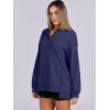 imageCaracilia Womens Oversized Sweatshirts Long Sleeve Henley Button Down Pullover Hoodies Tunic Tops 2025 Trendy Fall ClothesNavy Blue