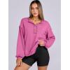 imageCaracilia Womens Oversized Sweatshirts Long Sleeve Henley Button Down Pullover Hoodies Tunic Tops 2025 Trendy Fall ClothesPurple