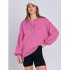 imageCaracilia Womens Oversized Sweatshirts Long Sleeve Henley Button Down Pullover Hoodies Tunic Tops 2025 Trendy Fall ClothesPurple