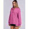 imageCaracilia Womens Oversized Sweatshirts Long Sleeve Henley Button Down Pullover Hoodies Tunic Tops 2025 Trendy Fall ClothesPurple