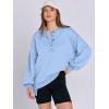 imageCaracilia Womens Oversized Sweatshirts Long Sleeve Henley Button Down Pullover Hoodies Tunic Tops 2025 Trendy Fall ClothesSky Blue