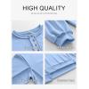 imageCaracilia Womens Oversized Sweatshirts Long Sleeve Henley Button Down Pullover Hoodies Tunic Tops 2025 Trendy Fall ClothesSky Blue