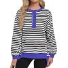 imageCaracilia Womens Oversized Sweatshirts Long Sleeve Henley Button Down Pullover Hoodies Tunic Tops 2025 Trendy Fall ClothesStriped Black