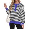imageCaracilia Womens Oversized Sweatshirts Long Sleeve Henley Button Down Pullover Hoodies Tunic Tops 2025 Trendy Fall ClothesStriped Black
