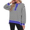 imageCaracilia Womens Oversized Sweatshirts Long Sleeve Henley Button Down Pullover Hoodies Tunic Tops 2025 Trendy Fall ClothesStriped Black