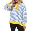 imageCaracilia Womens Oversized Sweatshirts Long Sleeve Henley Button Down Pullover Hoodies Tunic Tops 2025 Trendy Fall ClothesStriped Blue