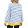 imageCaracilia Womens Oversized Sweatshirts Long Sleeve Henley Button Down Pullover Hoodies Tunic Tops 2025 Trendy Fall ClothesStriped Blue