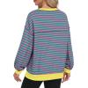 imageCaracilia Womens Oversized Sweatshirts Long Sleeve Henley Button Down Pullover Hoodies Tunic Tops 2025 Trendy Fall ClothesStriped Pink