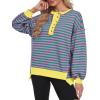 imageCaracilia Womens Oversized Sweatshirts Long Sleeve Henley Button Down Pullover Hoodies Tunic Tops 2025 Trendy Fall ClothesStriped Pink