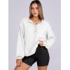 imageCaracilia Womens Oversized Sweatshirts Long Sleeve Henley Button Down Pullover Hoodies Tunic Tops 2025 Trendy Fall ClothesWhite