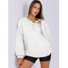 imageCaracilia Womens Oversized Sweatshirts Long Sleeve Henley Button Down Pullover Hoodies Tunic Tops 2025 Trendy Fall ClothesWhite