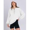 imageCaracilia Womens Oversized Sweatshirts Long Sleeve Henley Button Down Pullover Hoodies Tunic Tops 2025 Trendy Fall ClothesWhite