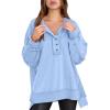 imageCaracilia Womens Oversized Sweatshirts Long Sleeve Henley Button Down Pullover Hoodies Tunic Tops 2025 Trendy Fall ClothesSky Blue