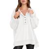 imageCaracilia Womens Oversized Sweatshirts Long Sleeve Henley Button Down Pullover Hoodies Tunic Tops 2025 Trendy Fall ClothesWhite