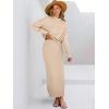 imageCaracilia 2 Piece Skirt Set for Women Sweater Dress Long Sleeve Oversized Tops Matching Maxi Skirts 2025 Fall Outfits ClothesBeige