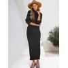 imageCaracilia 2 Piece Skirt Set for Women Sweater Dress Long Sleeve Oversized Tops Matching Maxi Skirts 2025 Fall Outfits ClothesBlack