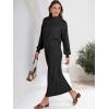 imageCaracilia 2 Piece Skirt Set for Women Sweater Dress Long Sleeve Oversized Tops Matching Maxi Skirts 2025 Fall Outfits ClothesBlack