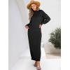 imageCaracilia 2 Piece Skirt Set for Women Sweater Dress Long Sleeve Oversized Tops Matching Maxi Skirts 2025 Fall Outfits ClothesBlack