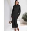 imageCaracilia 2 Piece Skirt Set for Women Sweater Dress Long Sleeve Oversized Tops Matching Maxi Skirts 2025 Fall Outfits ClothesBlack