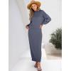 imageCaracilia 2 Piece Skirt Set for Women Sweater Dress Long Sleeve Oversized Tops Matching Maxi Skirts 2025 Fall Outfits ClothesBlue Grey