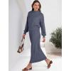 imageCaracilia 2 Piece Skirt Set for Women Sweater Dress Long Sleeve Oversized Tops Matching Maxi Skirts 2025 Fall Outfits ClothesBlue Grey