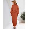 imageCaracilia 2 Piece Skirt Set for Women Sweater Dress Long Sleeve Oversized Tops Matching Maxi Skirts 2025 Fall Outfits ClothesBrick Red