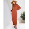 imageCaracilia 2 Piece Skirt Set for Women Sweater Dress Long Sleeve Oversized Tops Matching Maxi Skirts 2025 Fall Outfits ClothesBrick Red