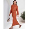 imageCaracilia 2 Piece Skirt Set for Women Sweater Dress Long Sleeve Oversized Tops Matching Maxi Skirts 2025 Fall Outfits ClothesBrick Red