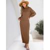imageCaracilia 2 Piece Skirt Set for Women Sweater Dress Long Sleeve Oversized Tops Matching Maxi Skirts 2025 Fall Outfits ClothesDark Brown