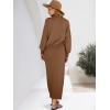 imageCaracilia 2 Piece Skirt Set for Women Sweater Dress Long Sleeve Oversized Tops Matching Maxi Skirts 2025 Fall Outfits ClothesDark Brown