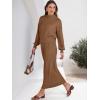 imageCaracilia 2 Piece Skirt Set for Women Sweater Dress Long Sleeve Oversized Tops Matching Maxi Skirts 2025 Fall Outfits ClothesDark Brown