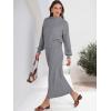 imageCaracilia 2 Piece Skirt Set for Women Sweater Dress Long Sleeve Oversized Tops Matching Maxi Skirts 2025 Fall Outfits ClothesGrey