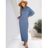 imageCaracilia 2 Piece Skirt Set for Women Sweater Dress Long Sleeve Oversized Tops Matching Maxi Skirts 2025 Fall Outfits ClothesIndigo