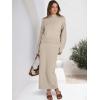 imageCaracilia 2 Piece Skirt Set for Women Sweater Dress Long Sleeve Oversized Tops Matching Maxi Skirts 2025 Fall Outfits ClothesKhaki