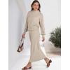 imageCaracilia 2 Piece Skirt Set for Women Sweater Dress Long Sleeve Oversized Tops Matching Maxi Skirts 2025 Fall Outfits ClothesKhaki