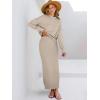 imageCaracilia 2 Piece Skirt Set for Women Sweater Dress Long Sleeve Oversized Tops Matching Maxi Skirts 2025 Fall Outfits ClothesKhaki