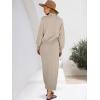 imageCaracilia 2 Piece Skirt Set for Women Sweater Dress Long Sleeve Oversized Tops Matching Maxi Skirts 2025 Fall Outfits ClothesKhaki