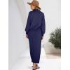 imageCaracilia 2 Piece Skirt Set for Women Sweater Dress Long Sleeve Oversized Tops Matching Maxi Skirts 2025 Fall Outfits ClothesNavy Blue