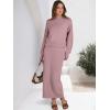 imageCaracilia 2 Piece Skirt Set for Women Sweater Dress Long Sleeve Oversized Tops Matching Maxi Skirts 2025 Fall Outfits ClothesPink