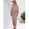 imageCaracilia 2 Piece Skirt Set for Women Sweater Dress Long Sleeve Oversized Tops Matching Maxi Skirts 2025 Fall Outfits ClothesPink
