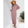 imageCaracilia 2 Piece Skirt Set for Women Sweater Dress Long Sleeve Oversized Tops Matching Maxi Skirts 2025 Fall Outfits ClothesPink